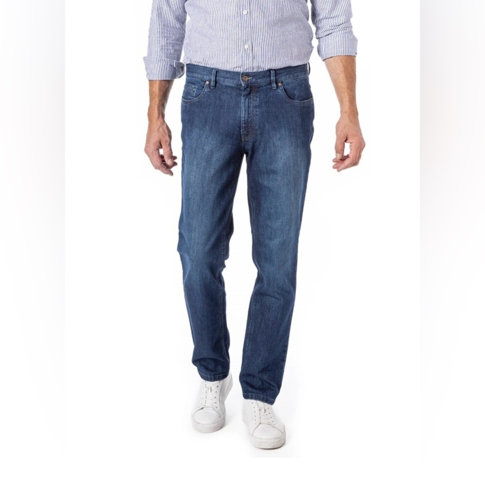 HILTL Dude Regular Fit Jeans Men’s Dark Blue 5 Pocket Cotton Stretch Size 38x34